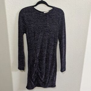 Ramy Brook Blue Sheath Dress Long Sleeve Crew Neck